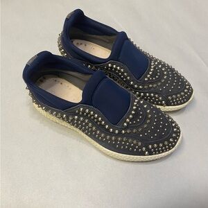 Cesare Paciotti 4US Womens Sneakers Shoes Size 6 Studded Leather Textile Slip On